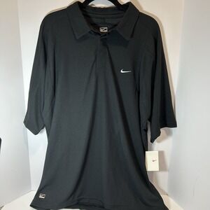 Nike Polo Shirt Mens XL Black Performance Tennis Golf Dri Fit Deadstock